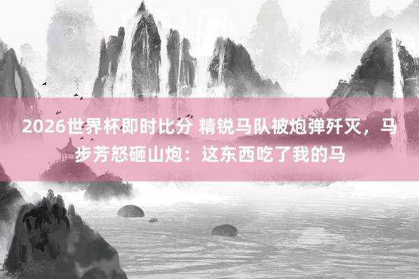 2026世界杯即时比分 精锐马队被炮弹歼灭，马步芳怒砸山炮：这东西吃了我的马