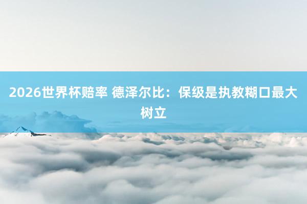 2026世界杯赔率 德泽尔比：保级是执教糊口最大树立