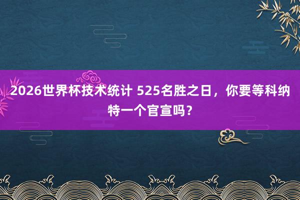 2026世界杯技术统计 525名胜之日，你要等科纳特一个官宣吗？