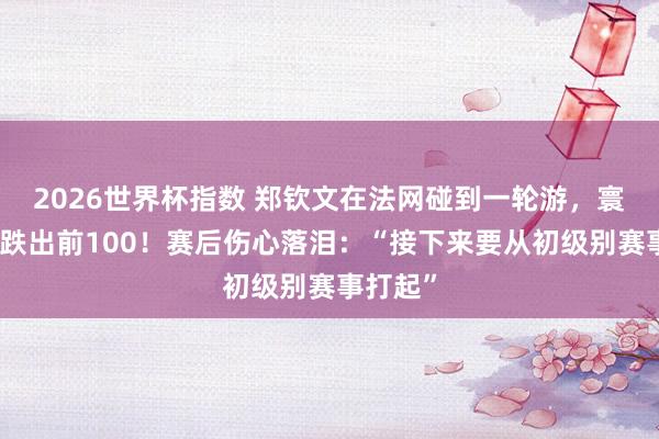 2026世界杯指数 郑钦文在法网碰到一轮游，寰球排行跌出前100！赛后伤心落泪：“接下来要从初级别赛事打起”