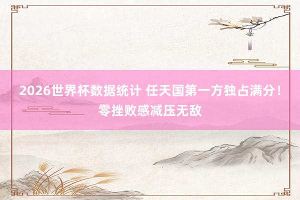 2026世界杯数据统计 任天国第一方独占满分！零挫败感减压无敌