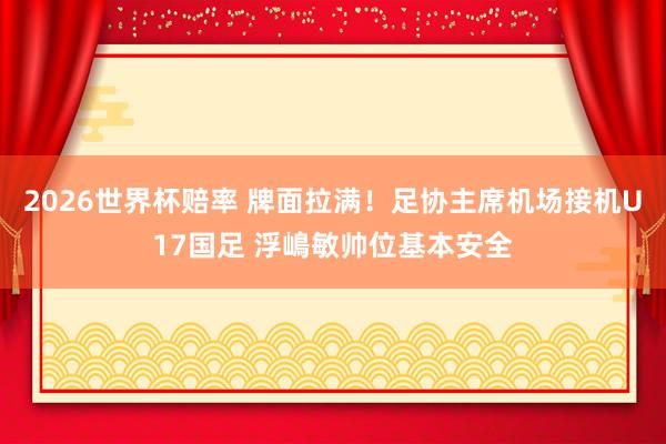 2026世界杯赔率 牌面拉满！足协主席机场接机U17国足 浮嶋敏帅位基本安全
