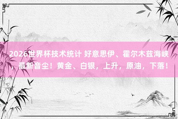 2026世界杯技术统计 好意思伊、霍尔木兹海峡，最新音尘！黄金、白银，上升，原油，下落！