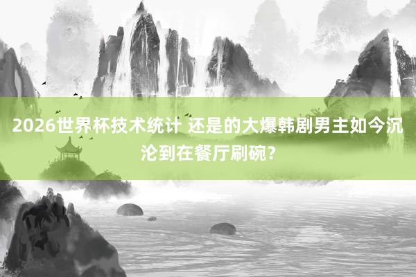 2026世界杯技术统计 还是的大爆韩剧男主如今沉沦到在餐厅刷碗？