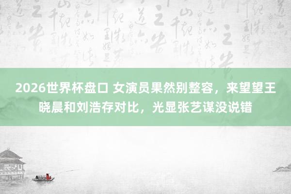 2026世界杯盘口 女演员果然别整容，来望望王晓晨和刘浩存对比，光显张艺谋没说错
