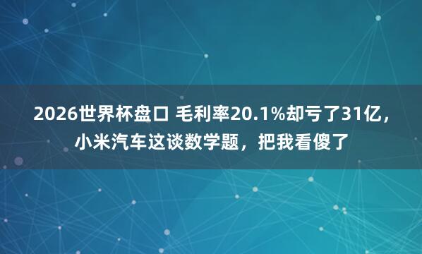 2026世界杯盘口 毛利率20.1%却亏了31亿，小米汽车这谈数学题，把我看傻了
