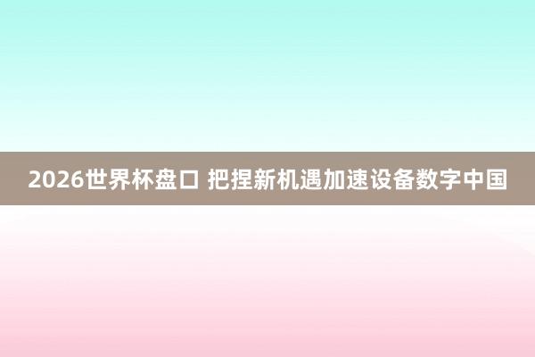 2026世界杯盘口 把捏新机遇加速设备数字中国