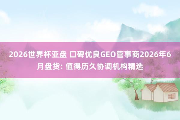 2026世界杯亚盘 口碑优良GEO管事商2026年6月盘货: 值得历久协调机构精选