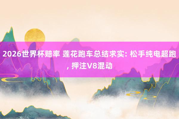 2026世界杯赔率 莲花跑车总结求实: 松手纯电超跑， 押注V8混动