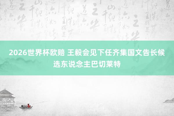 2026世界杯欧赔 王毅会见下任齐集国文告长候选东说念主巴切莱特
