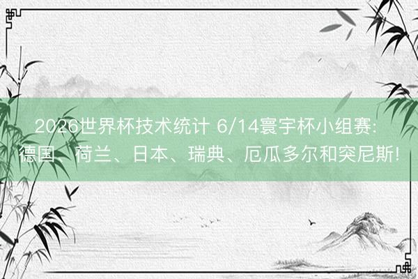 2026世界杯技术统计 6/14寰宇杯小组赛: 德国、荷兰、日本、瑞典、厄瓜多尔和突尼斯!