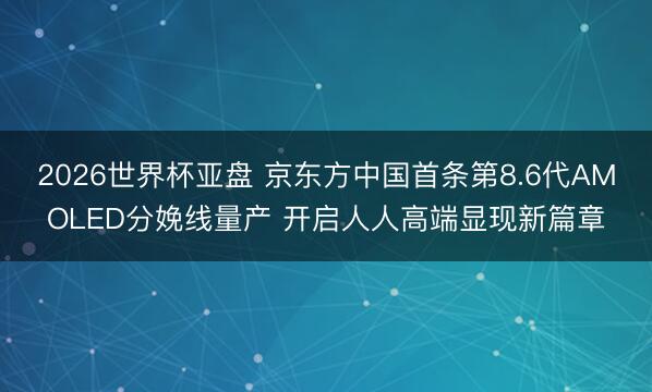 2026世界杯亚盘 京东方中国首条第8.6代AMOLED分娩线量产 开启人人高端显现新篇章
