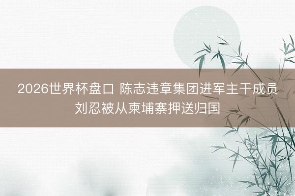 2026世界杯盘口 陈志违章集团进军主干成员刘忍被从柬埔寨押送归国